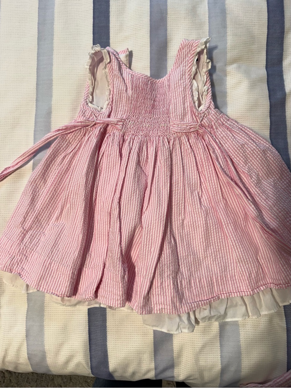 Polo by Ralph Lauren Pink Seersucker Smocked Sundress